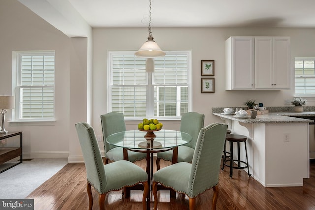 dining area featuring dark hardwood / wood-style floors