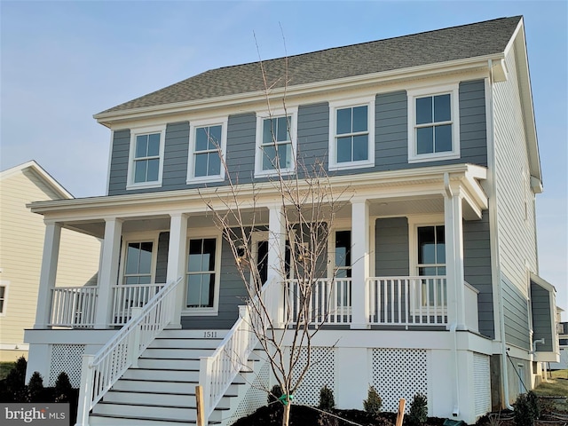 view of front facade featuring covered porch