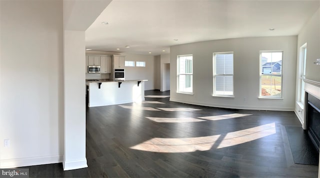 interior space with dark hardwood / wood-style floors