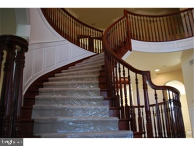 stairs with a high ceiling