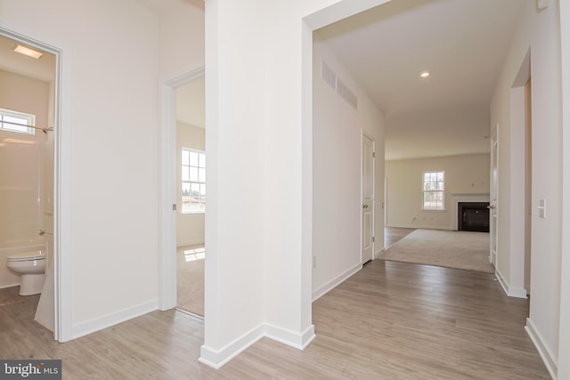 hallway featuring light wood-type flooring