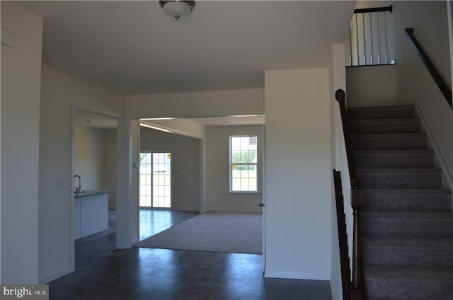 staircase with sink