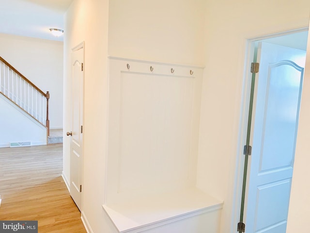 mudroom with light wood-type flooring