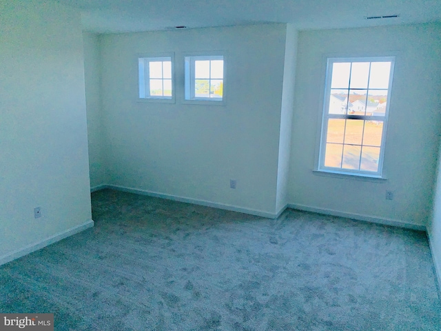 carpeted spare room featuring a wealth of natural light