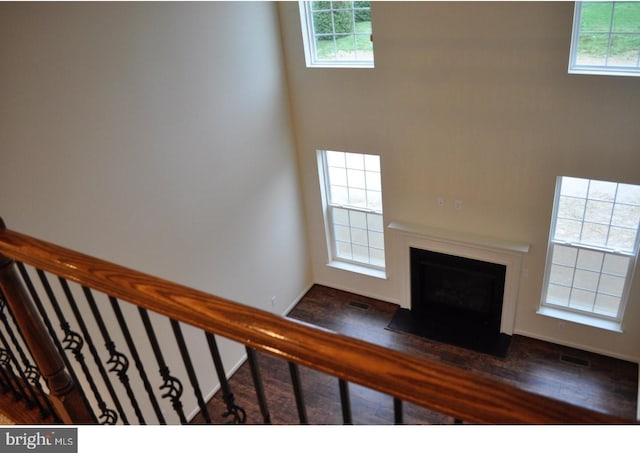 interior space featuring a healthy amount of sunlight and dark hardwood / wood-style flooring