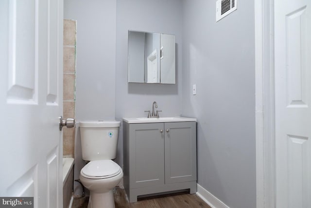 bathroom featuring vanity and wood finished floors