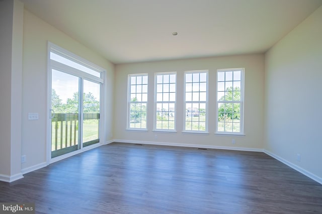 spare room featuring dark wood-type flooring