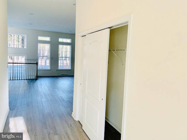 hall featuring light hardwood / wood-style flooring