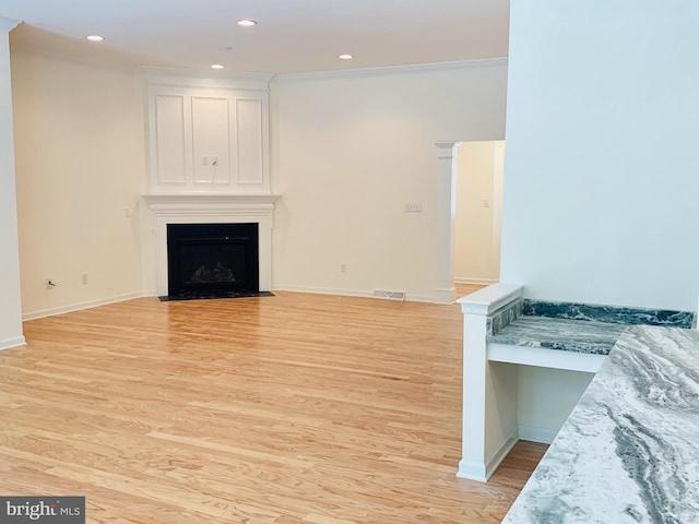 living room featuring light wood-type flooring