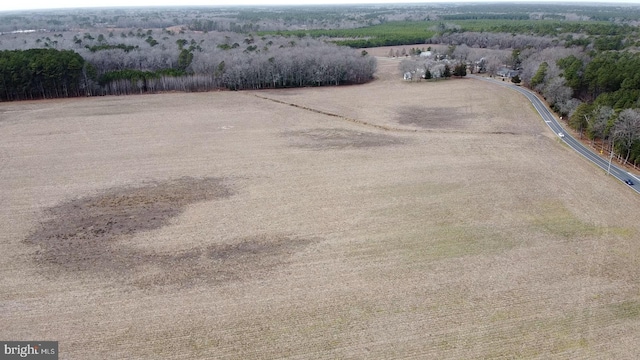 birds eye view of property featuring a rural view