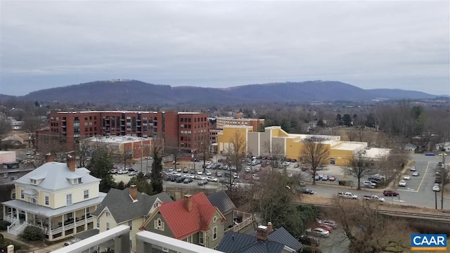 bird's eye view with a mountain view