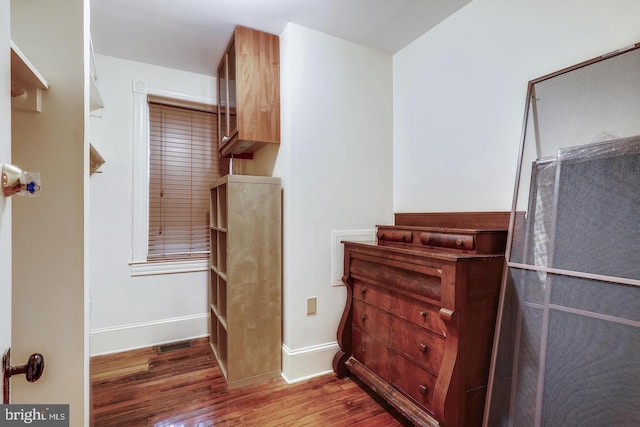 spacious closet with dark wood-type flooring