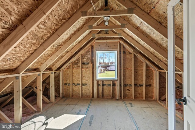 view of unfinished attic