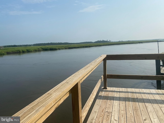 view of dock featuring a water view