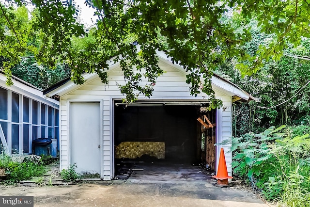 view of garage