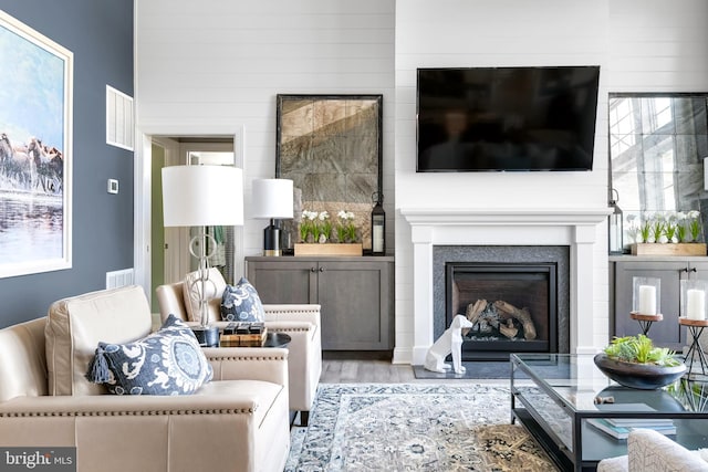 living room featuring light hardwood / wood-style flooring