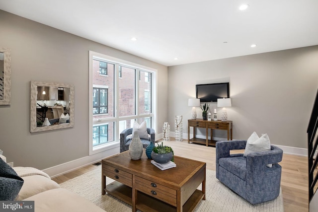 living room featuring light hardwood / wood-style floors