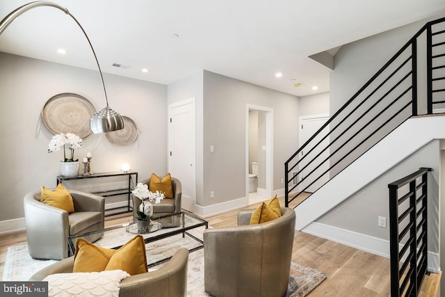 living room featuring light wood-type flooring