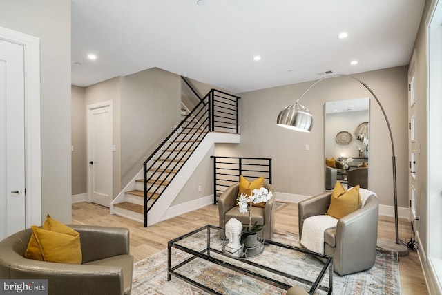 living room featuring light hardwood / wood-style floors