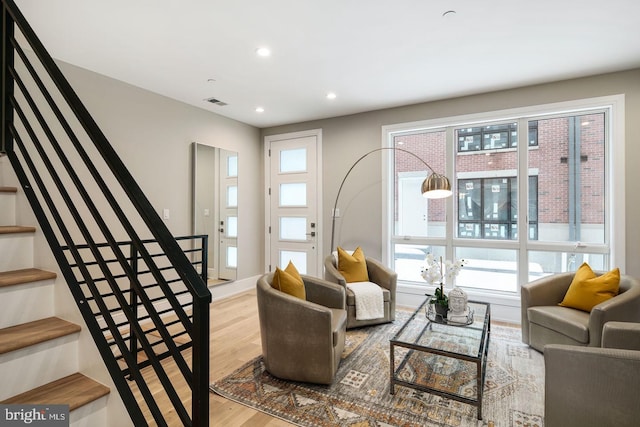 interior space with light hardwood / wood-style flooring