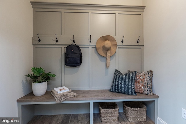 mudroom featuring wood-type flooring