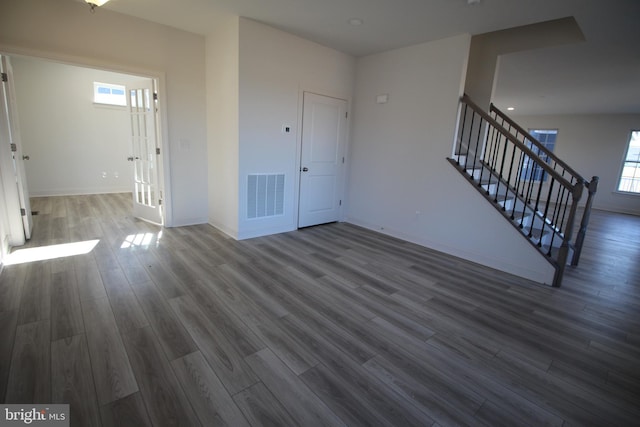 interior space featuring dark hardwood / wood-style floors