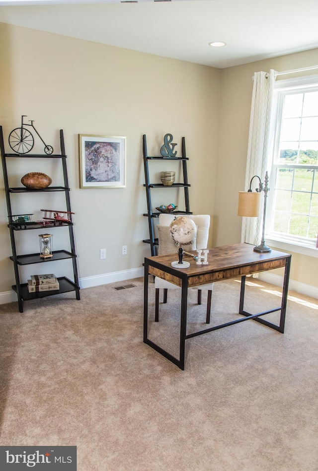 view of carpeted office space