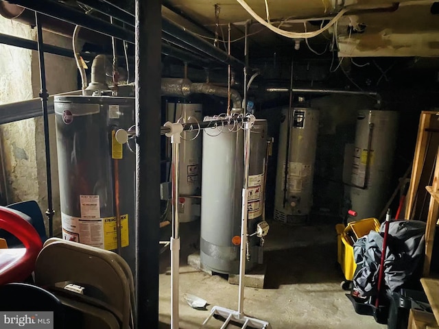 utility room with water heater