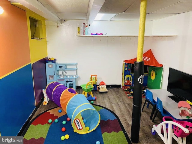 playroom featuring dark hardwood / wood-style flooring