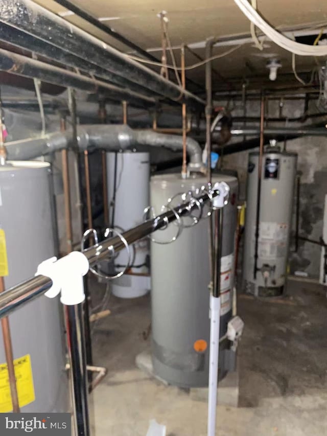 utility room featuring water heater and gas water heater