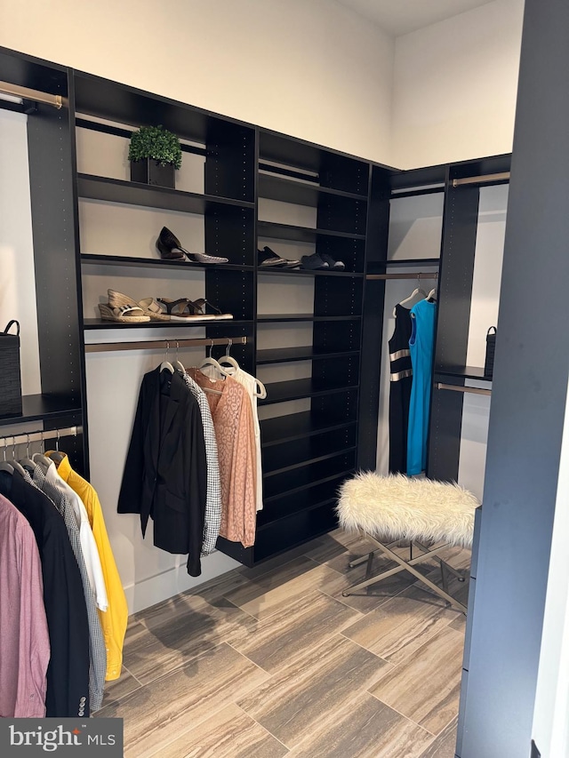 spacious closet featuring wood finished floors