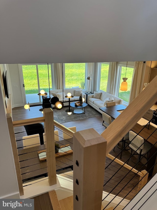 living room with wood finished floors