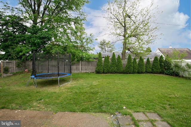 view of yard with a trampoline