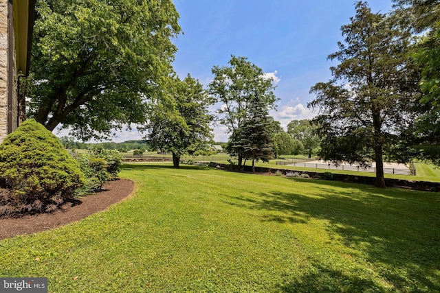 view of yard featuring a rural view