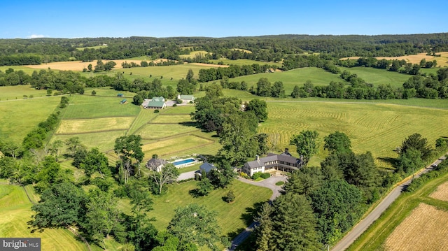 aerial view with a rural view