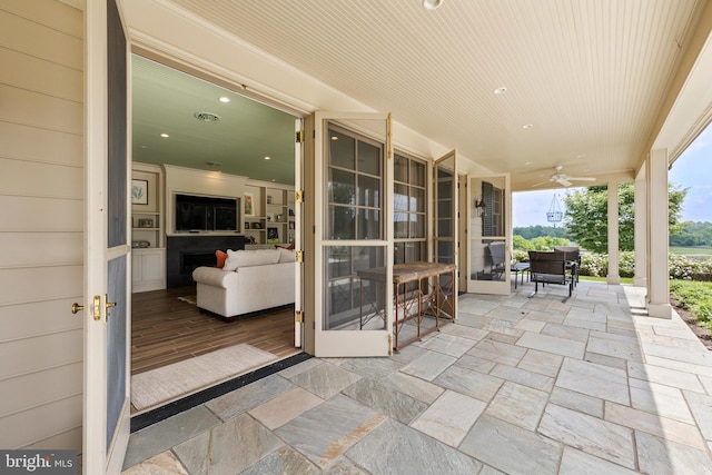 view of patio with ceiling fan