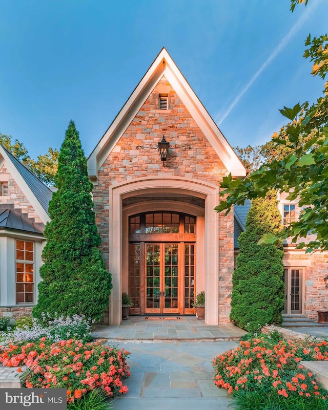 property entrance with french doors