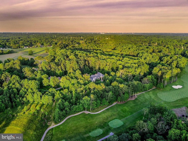 view of aerial view at dusk