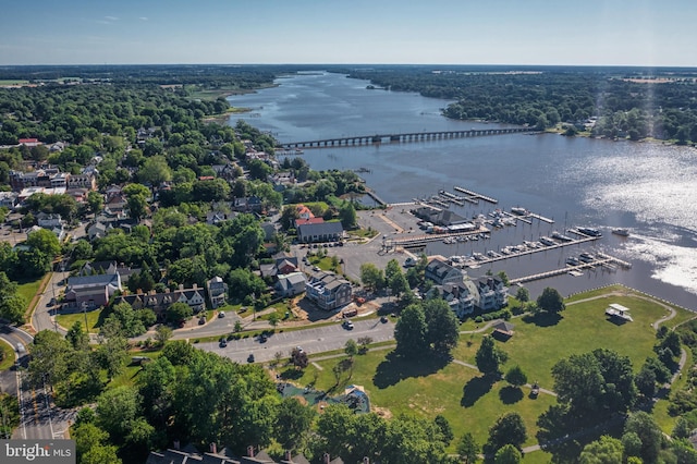 bird's eye view featuring a water view