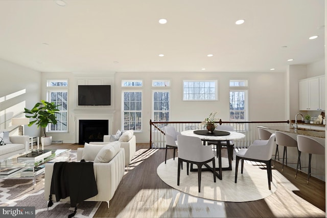 interior space featuring a wealth of natural light, light hardwood / wood-style floors, and sink