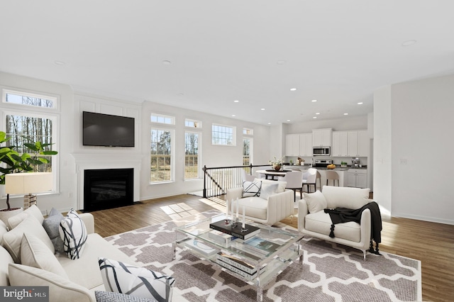 living room with light hardwood / wood-style floors