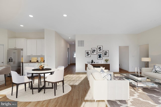 living room featuring light wood-type flooring