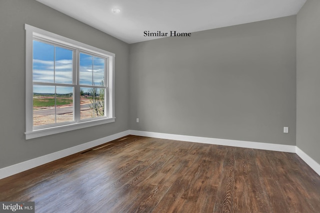 empty room featuring dark hardwood / wood-style flooring