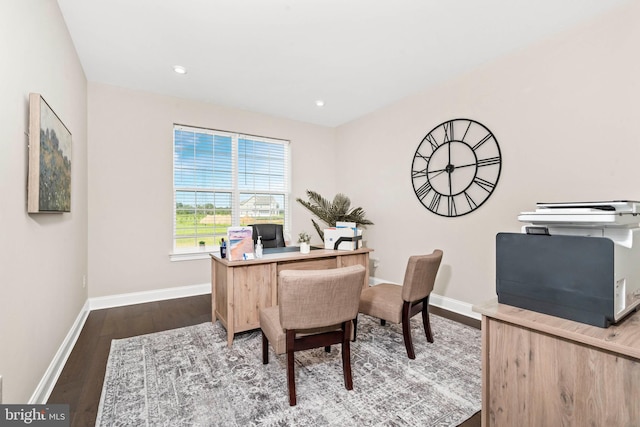 office featuring dark hardwood / wood-style floors