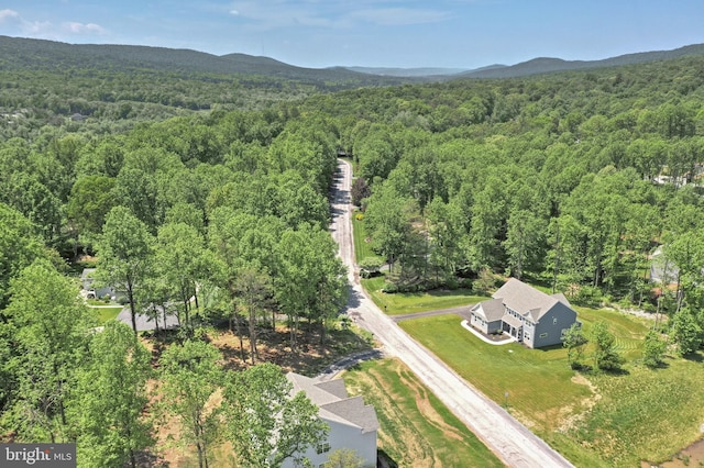 birds eye view of property with a mountain view