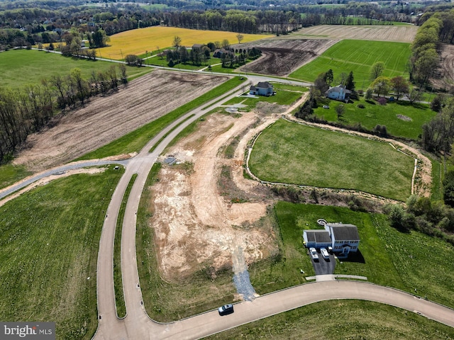 bird's eye view with a rural view