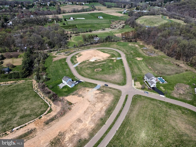 aerial view featuring a rural view