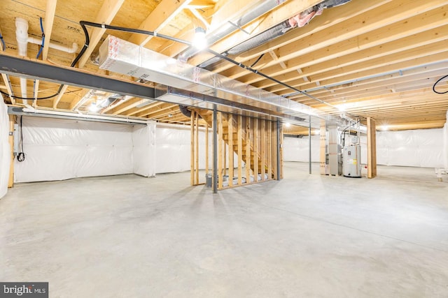 basement with gas water heater