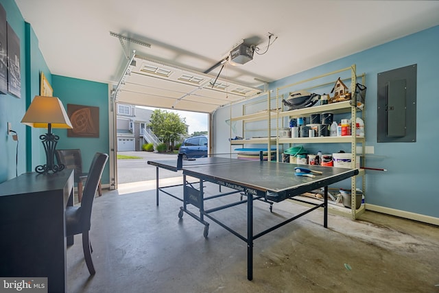 dining space with concrete floors