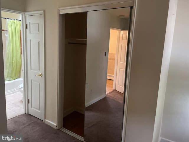 closet featuring a baseboard heating unit